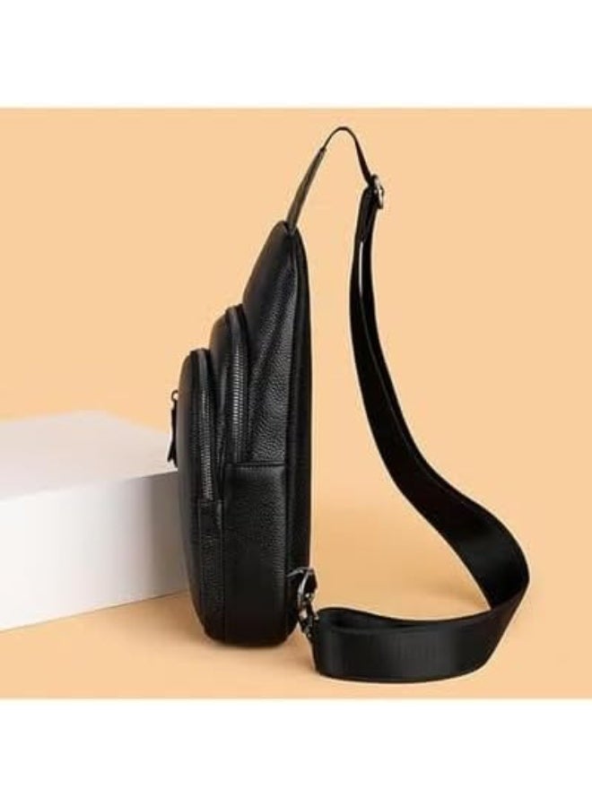 Men's crossbody bag with a modern black design – comfortable and durable for a practical everyday look AS - Image 2